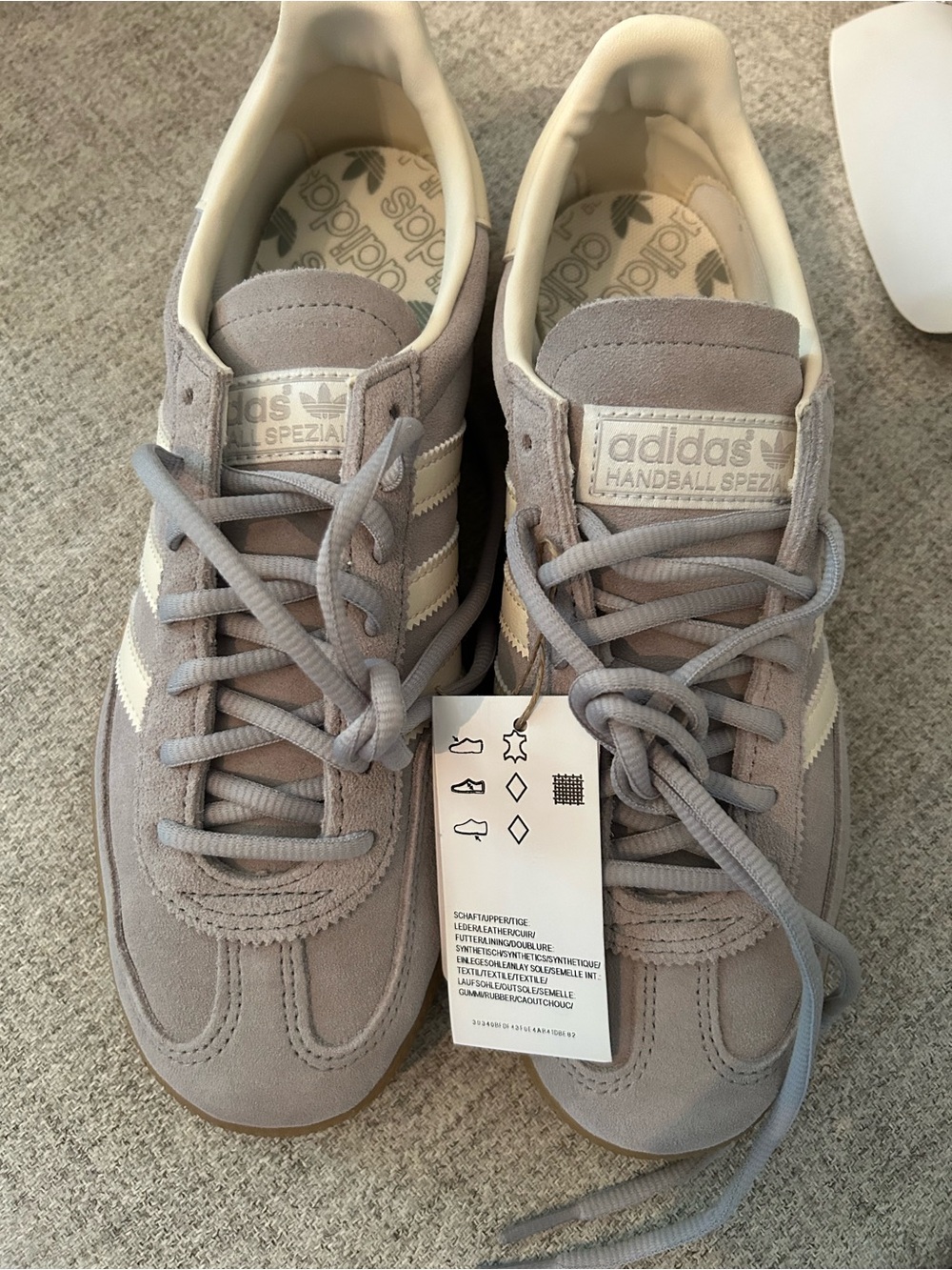 adidas Handball Spezial Sneakers in Light Gray with Cream Stripes